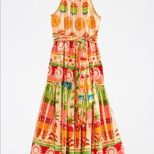 Farm Rio Womens Medium 
Rainbow Sunset Halter Bow Maxi Dress